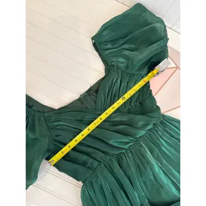 NWOT Lulus Remarkable Sensation Emerald Green Puff Sleeve Tiered Midi Dress Sz S thumbnail 8