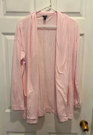J.Crew Womens Pink Open Front Slub Knit Cardigan Sweater Pockets Size M‎ Minimal thumbnail 1