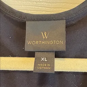 Worthington | Basic Black Blouse Tank Top See-Through Floral Panels Size XL thumbnail 3