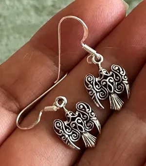 Sterling Silver Raven Filigree Drop Earrings thumbnail 1