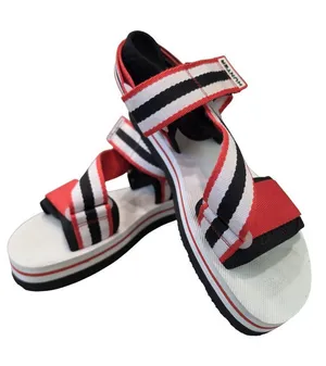 Hunter Women's Adjustable Striped Sandals UK 6 US size 8 Red/White/Black thumbnail 1
