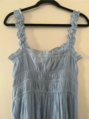 Francesca's Collections Light Blue Ruffle Midi Dress Medium Cottagecore Coquette thumbnail 8