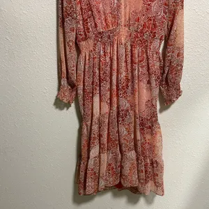 Just Taylor Orange Paisley Floral Smocked Waist Tiered Mini Dress Womens Size‎ 6 thumbnail 4