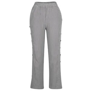 NWT ~ Women's Black Stripe Wide Leg Casual Loose Pockets Pants Trousers ~ LARGE thumbnail 3