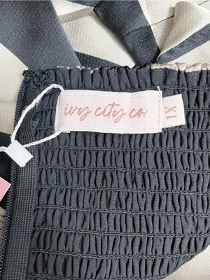 Ivy City Co Marni Dress Sz 1X Black Gold Stripe Satin Bow Midi Retro Party NWT thumbnail 14