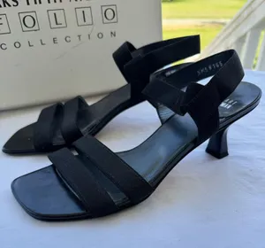 Vintage Stuart Weitzman Elastic Strap Sandal | Black Heels  thumbnail 1