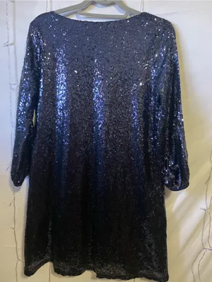Lulu's Navy Blue Sequin V-Neck Midi Dress thumbnail 3