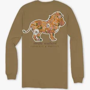 NWT Simply Southern Long Sleeve T-Shirt Size XL Floral Lion Tracker Conservation thumbnail 1