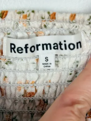 REFORMATION Linen Tavi Dress in floral Adagio Size S - $248. thumbnail 5