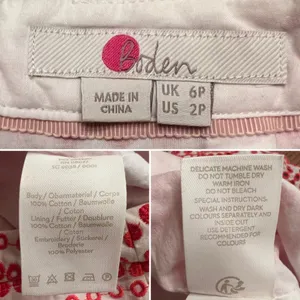 Boden Broderie Embroidered‎ Scalloped Lined Hem Midi Skirt Red White Size 2P thumbnail 17