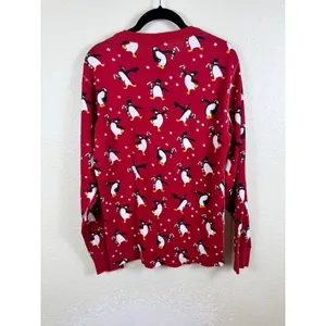 Hanna‎ Andersson Penguin Pajama Top Womens Medium Long Sleeve Cotton Christmas thumbnail 6