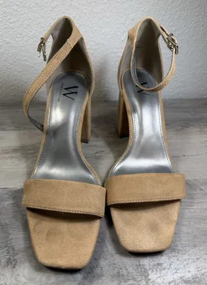 Women's Worthington "Becklyn" Block Heel Sandals – Tan Faux Suede Size 8.5 M thumbnail 1