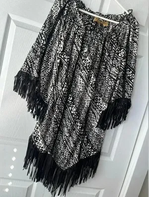 Cinco Ranch Womens Black/White Long Sleeve Tassel Dress Size Large thumbnail 1