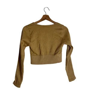 OFFLINE by Aerie Women's Ribbed Long Sleeve Crop Top Mustard Yellow M thumbnail 7