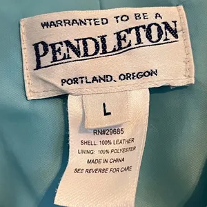 Pendleton Leather Suede Jacket Teal Green Zip Front Lined Size Large thumbnail 5