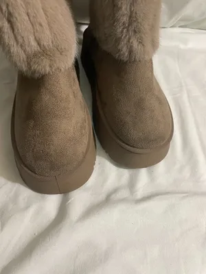 Women's Faux Fur Platform Winter Boots Brown Mid Calf Cozy Lined Size 38 thumbnail 8