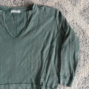 Free People We The Free Oversized Thermal Waffle Knit Top Size XS Light Green thumbnail 4