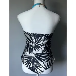 100% Silk Vintage Y2K Zebra Animal Printed Eclectic Bandana Halter Tank Size M thumbnail 4
