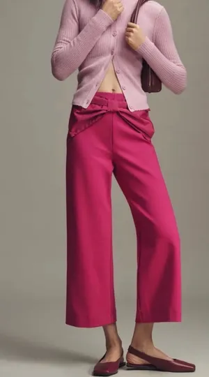 Anthropologie Maeve The Colette Bow-Waist Crop Wide-Leg Pants, Size 26 thumbnail 3
