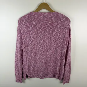 J Crew Womens Pink Marled Cotton Blend Crewneck Sweater Medium Preppy Stretch thumbnail 3