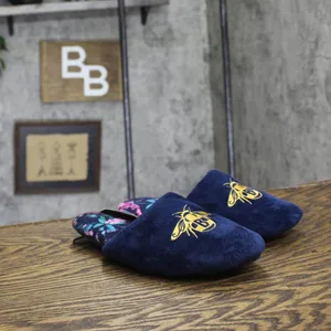 NWT Bridgerton Izzy & Liv Womens Enchanting Floral Bee Slippers Navy Blue 6M thumbnail 4