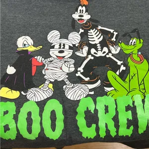 Disney Boo Crew Halloween Short Sleeve Tee W/Goofy & Gang Unisex L Gray Fun Time thumbnail 3