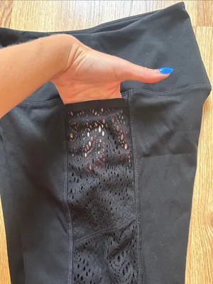 PINK Victoria's Secret Black High-Waist Bike Shorts with Lace Side Panels thumbnail 3