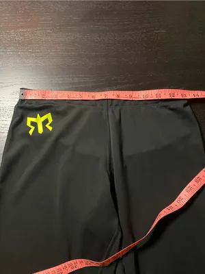 Reebok Black Leggings with Neon Yellow Logo Accent thumbnail 3