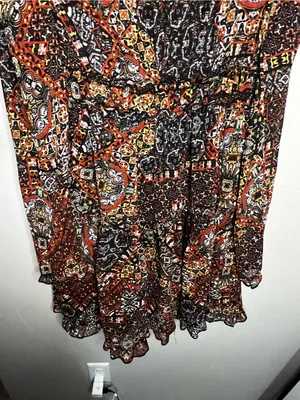 Miss Me Chiffon Patchwork Prairie Earth Tiered Ruffle Boho Cowgirl‎ Mini Dress thumbnail 11