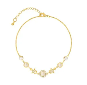 18K Gold Plating Crystal Star Charms Opal Bracelet thumbnail 3