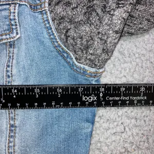 Denim Hoodie Jacket Women M Blue Gray Mixed‎ Media Grunge Street Indie Outerwear thumbnail 7