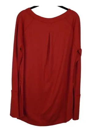 We The Free People Red Thermal Top Women Medium Thumbhole Slit Gorpcore thumbnail 1