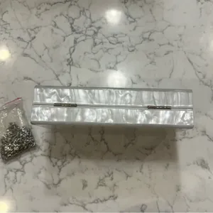 Mrs. White Marble Style Bridal‎ Clutch w/ Chain thumbnail 3
