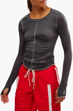 Free people movement right on run Long sleeve top $58 NWT black thumbnail 1
