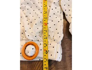Blue Rain Women's Long Sleeve Black & Ivory V-Neck Front Shirt Polka Dot Size M thumbnail 8