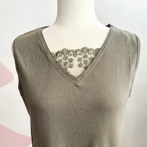 Vintage Olive Green Mesh Overlay Tank Top Y2K‎ 2000s Indie Sleaze Grunge Large thumbnail 2