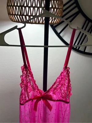 Hot Pink Lace & Mesh Babydoll Chemise - Women Intimates thumbnail 3