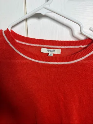 Women’s Madewell Red Crewneck Sweater with Stripe Detail size xs 100% linen thumbnail 3