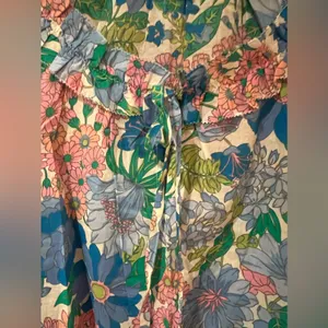 J.Crew Cotton Tie-Front Gathered Sleeves‎ Ruffle Top in Fairy Floral Size XS thumbnail 6