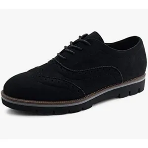 JABASIC Women's Brogue Oxford Walking Shoes Lace-Up Casual Black Size 9.5 NEW thumbnail 3
