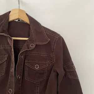 cAbi‎ chocolate brown corduroy denim jacket vintage pockets XS cotton spandex thumbnail 2