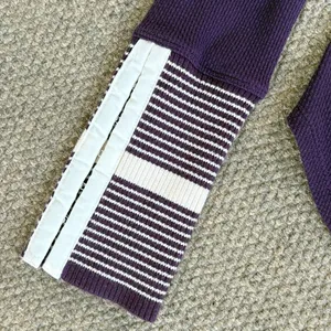 NWT Free People Mod Stripe Cuff Waffle Knit Top Purple Size Medium thumbnail 7