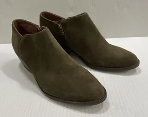 Lucky Brand Suede Bootie‎ Boots Womens 9 Green Ankle Zip Low Block Heel thumbnail 1