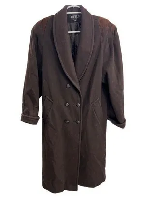 Jofeld wool trench suede double breasted 80s vintage coat 14 structured brown thumbnail 1