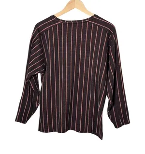 Zara Black and red pin striped knit long sleeve sweatshirt top thumbnail 1