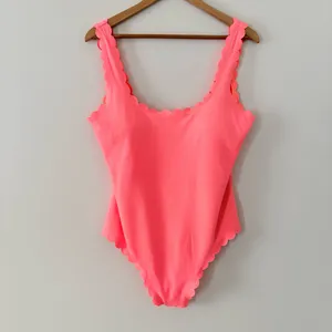 Aerie Waffle Scalloped One Piece‎ Swimsuit in a coral/neon Size XXL thumbnail 7
