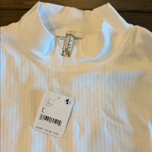 New With Tags Free People Intimately White Ribbed Mock Turtleneck Sz L thumbnail 2