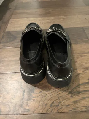 Marc Fisher Black Lug Sole Leather Loafers S. 7.5 thumbnail 5
