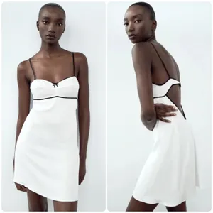 NWT Zara Womens Romantic Coquette Open Back Satin Slip Mini‎ Dress Size M thumbnail 2