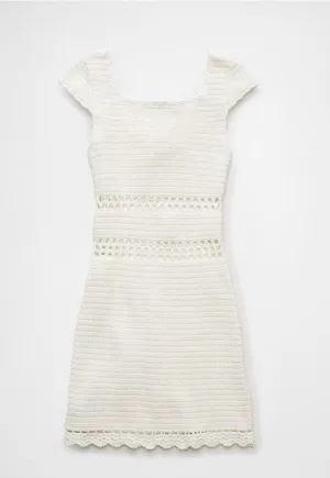 Outfitters Crochet White Mini Dress thumbnail 5